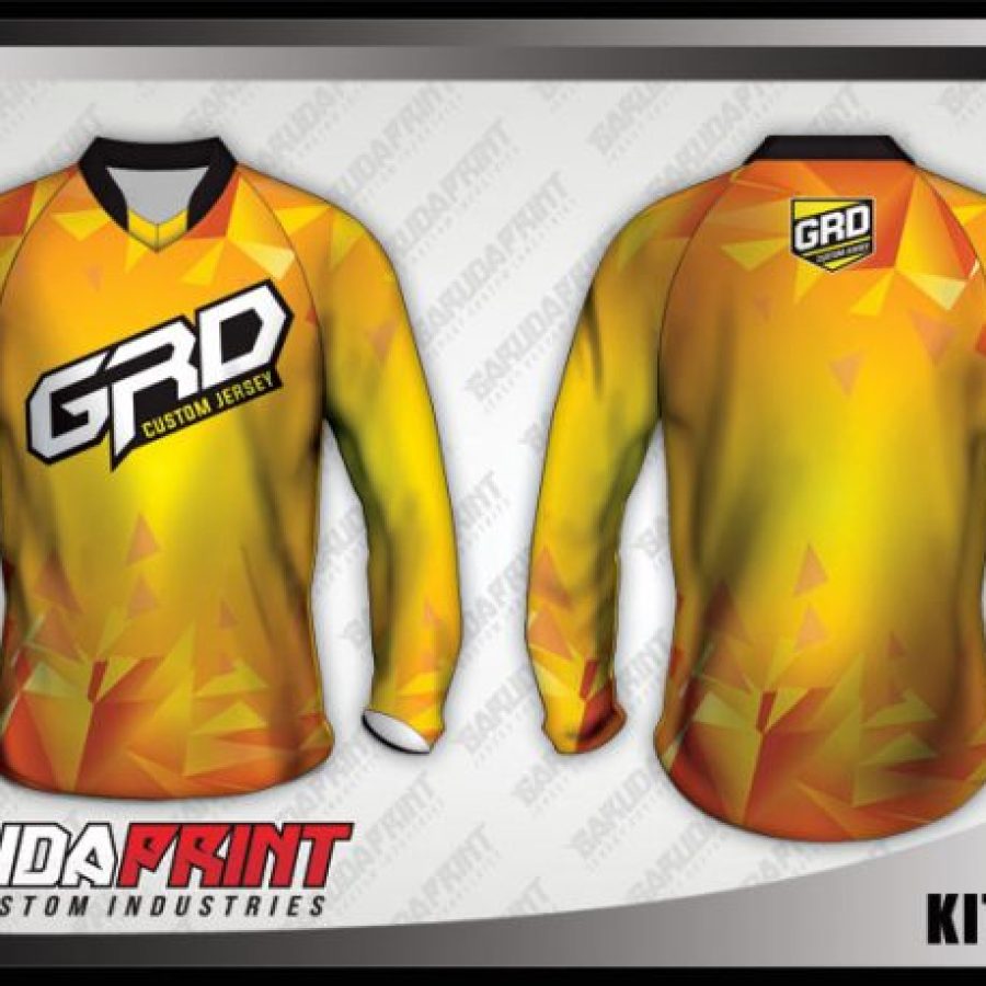 Desain Baju Sepeda MTB Kit Crash Gradasi Warna Kuning Berkilau