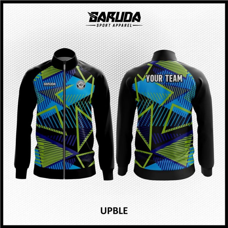 Desain Jaket Printing Warna Hitam Motif Segitiga Keren Banget