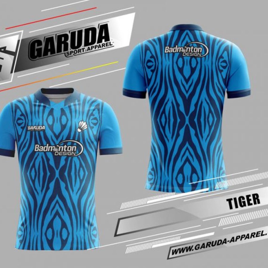 Jersey Badminton Tiger Warna Biru Hitam Motif Loreng