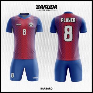 Desain Jersey Code Barbaro Motif Garis Warna Merah Biru Ala Barcelona