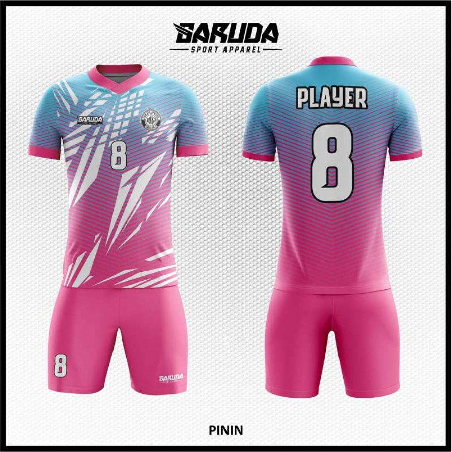 Desain Jersey Gradasi Warna Pink Biru Muda yang Lembut Code Pinin