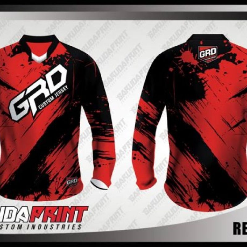 Desain Jersey Sepeda Downhill Redblack Warna Merah Hitam