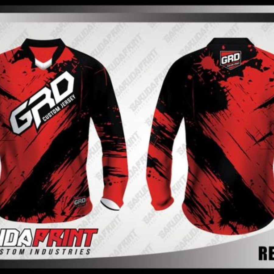 Desain Jersey Sepeda Downhill Redblack Warna Merah Hitam