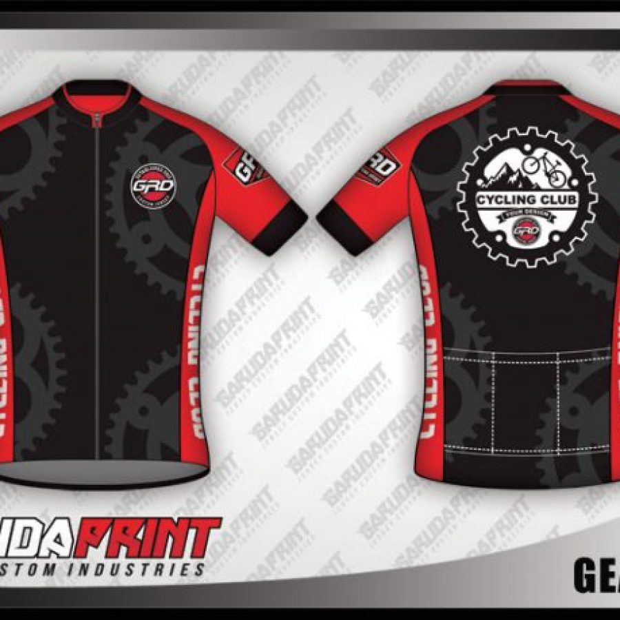 Desain Jersey Sepeda Roadbike Gearismo Warna Hitam Merah