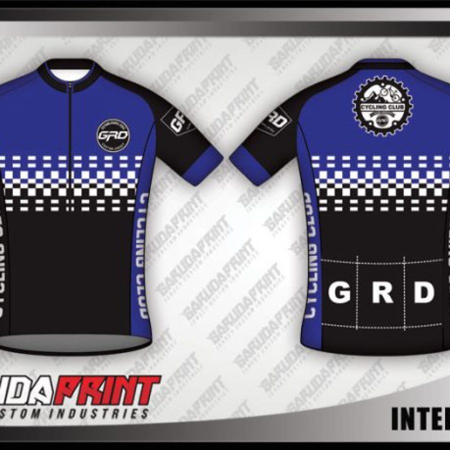 Desain Jersey Sepeda Roadbike Interrupted Warna Biru Hitam Modern