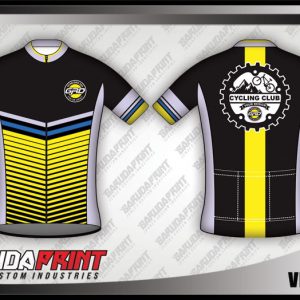 Desain Jersey Sepeda Roadbike Velocity Warna Hitam Kuning Abu-Abu