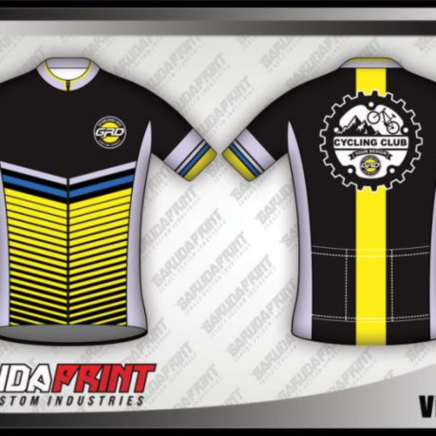 Desain Jersey Sepeda Roadbike Velocity Warna Hitam Kuning Abu-Abu
