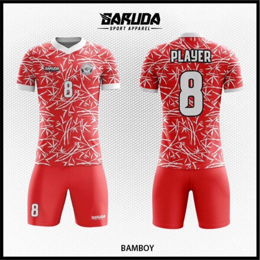 Desain Kaos Jersey Code Bamboy Warna Merah Cerah Motif Ranting