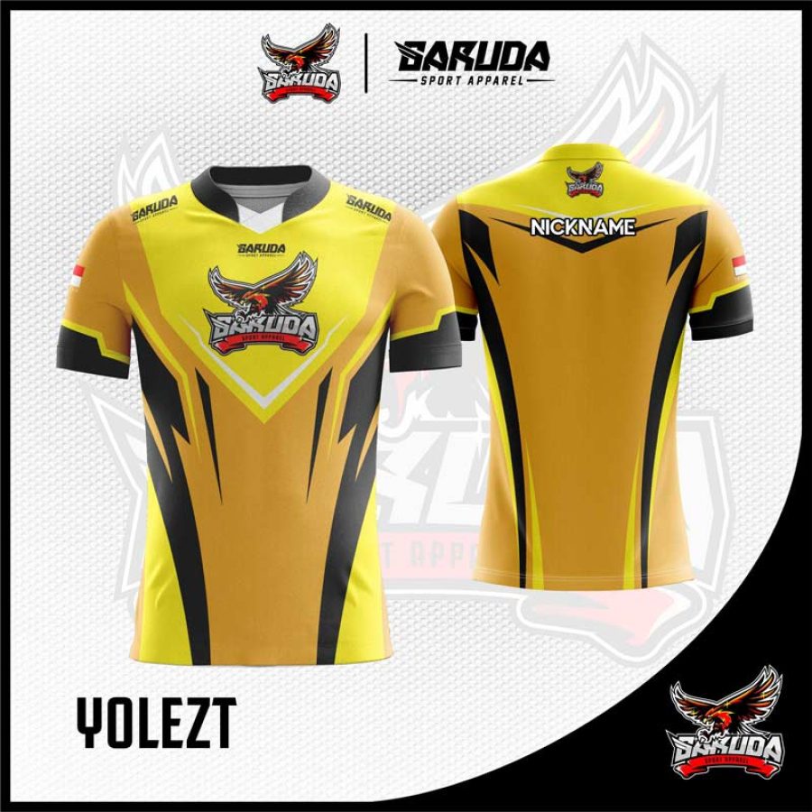 Desain Kaos Gaming Yolezt Warna Kuning Minimalis