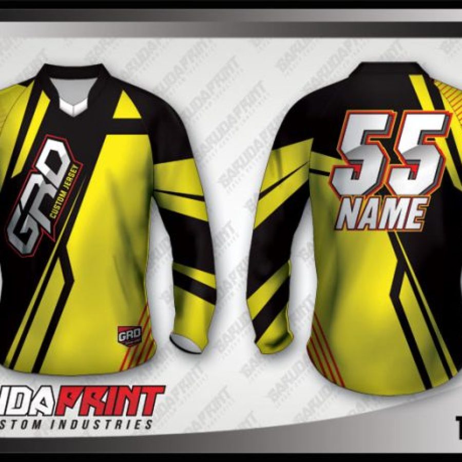 Desain Kaos Sepeda MTB Thefast Warna Kuning Hitam Yang Macho