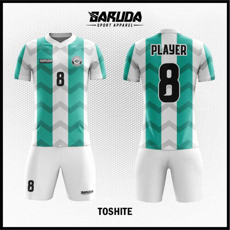 Jersey Futsal TOSHITE, Motif Chevron Hijau Tosca yang Stylish dan Modern