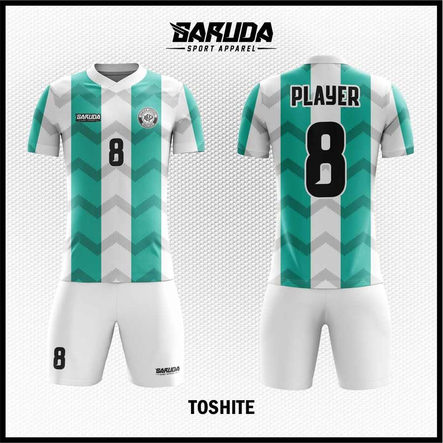Jersey Futsal TOSHITE, Motif Chevron Hijau Tosca yang Stylish dan Modern
