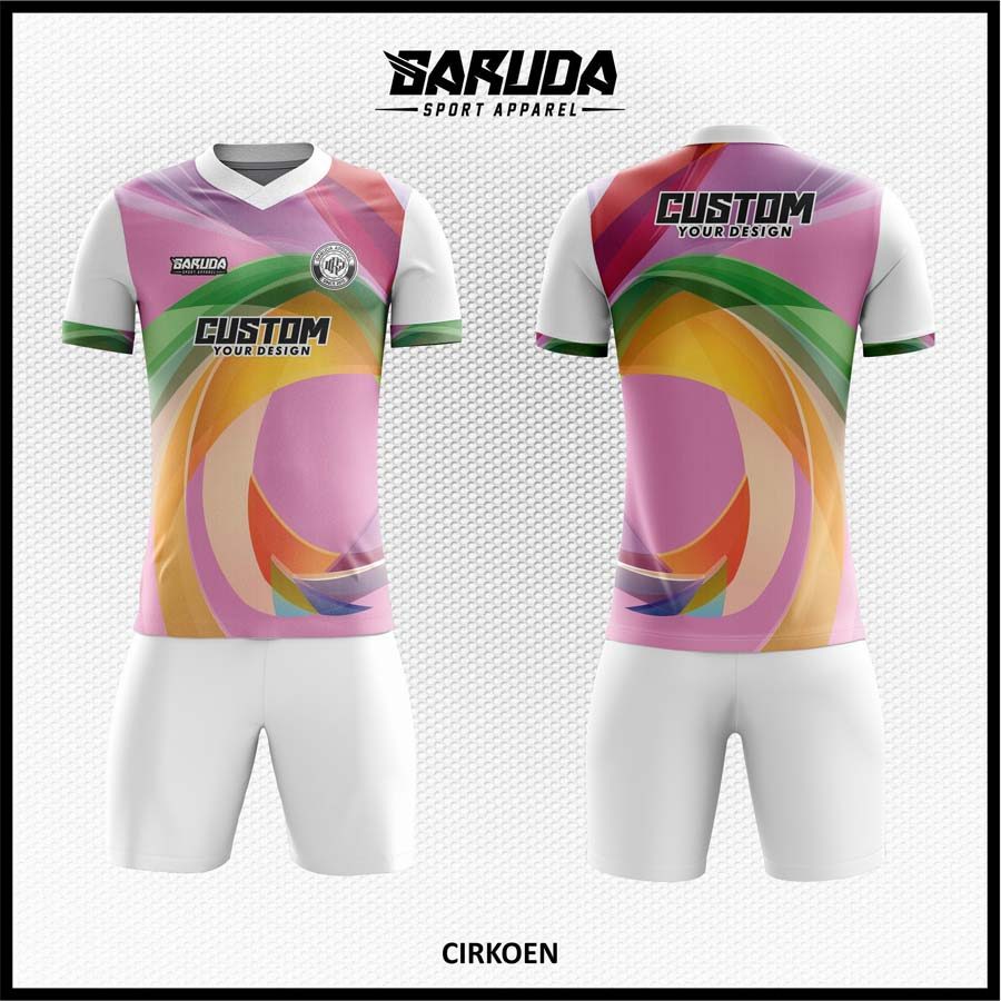 Jersey Futsal Pink Pastel Motif Lingkaran Artistik yang Ceria – Code CIRKOEN
