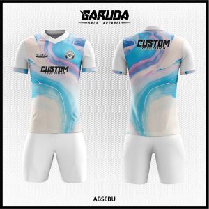 Jersey Futsal Gradasi Biru Langit dan Nude dengan Motif Marble yang Elegan – Kode ABSEBU