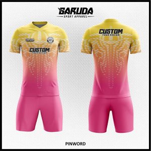 Jersey Futsal Gradasi Kuning Pink Motif Garis Abstrak yang Penuh Energi – PINWORD