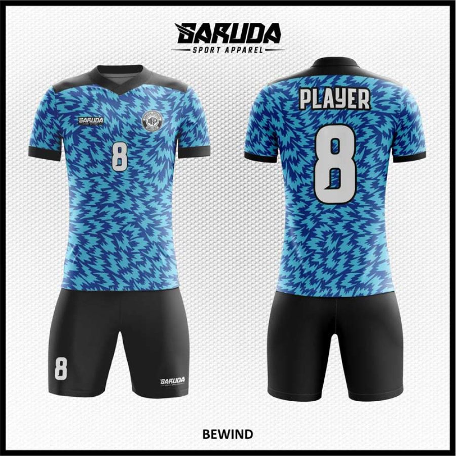 Jersey Futsal Biru Elektrik Bermotif Petir Zigzag Enerjik – Kode BEWIND