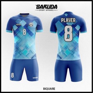 Jersey Futsal Biru Motif Kotak Geometris yang Modern – Code BIQUARE