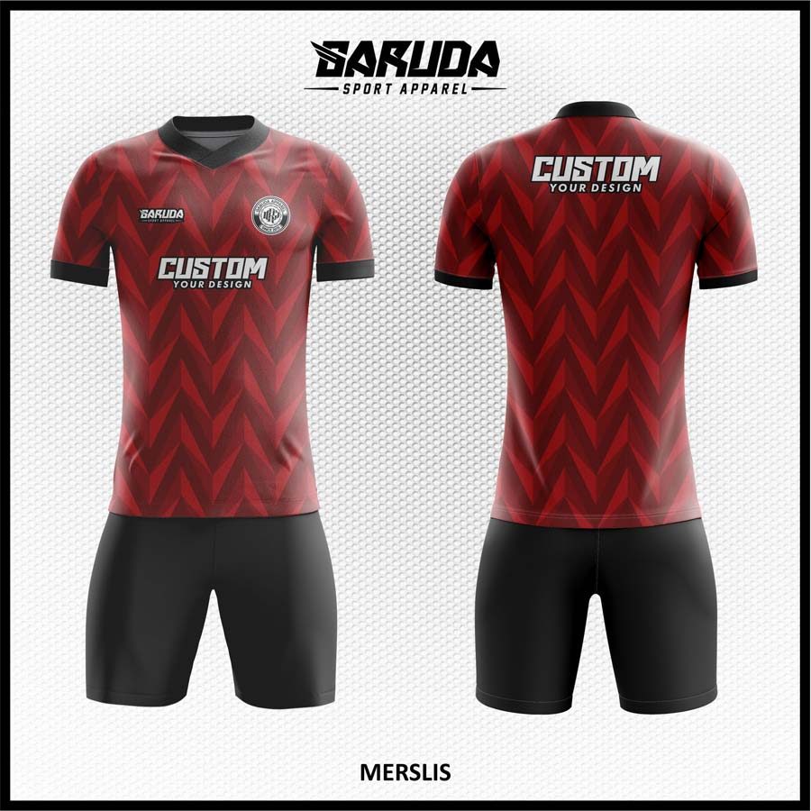 Jersey Futsal Merah Marun Motif Chevron yang Tegas dan Dinamis – Code MERSLIS