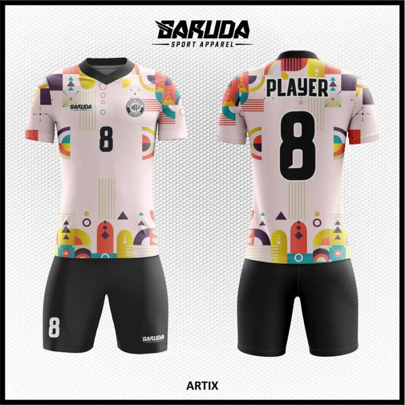 Jersey Futsal ARTIX dengan Warna Cream Pastel dan Motif Geometris Modern