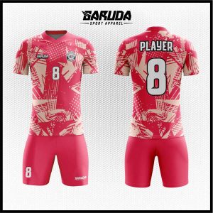 Jersey Futsal Warna Pink Fuchsia dengan Motif Coretan Urban Kode GYNA
