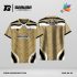 Jersey Badminton Kombinasi Gold–Hitam dengan Aksen Putih dan Motif Chevron Elegan Code: BA-06