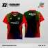 Jersey Badminton Kombinasi Hitam dengan Aksen Merah serta Motif Hexagon dan Ornamen Klasik Code: BA-20