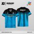 Jersey Badminton Kombinasi Hitam–Biru dengan Motif Geometris Modern dan Aksen Garis Tengah Code BA-30
