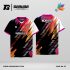 Jersey Badminton Dominasi Hitam dengan Aksen Pink–Oranye dan Motif Brush Abstrak Code BA-33