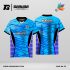 Jersey Badminton Biru Muda dengan Motif Garis Geometris Futuristik dan Kombinasi Panel Samping Code BA-35