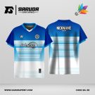 Jersey Badminton Kombinasi Biru–Putih dengan Gradasi Lembut dan Motif Garis Horizontal Code BA-38