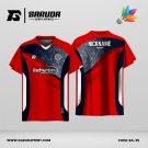 Jersey Badminton Kombinasi Merah–Hitam dengan Gradasi Abu-Abu dan Motif Kecil Putih Code BA-39