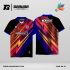Jersey Badminton Hitam dengan Kombinasi Oranye–Biru dan Motif Marble Zigzag Code BA-41