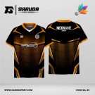 Jersey Badminton Hitam dengan Aksen Oranye dan Motif Geometris Armor Modern Code BA-42