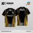 Jersey Badminton Dominasi Hitam dengan Aksen Emas dan Motif Lengkung Elegan Code BA-45