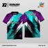 Jersey Badminton Kombinasi Ungu–Toska dengan Motif Brush Abstrak dan Aksen Dot Modern Code BA-48