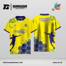Jersey Badminton Kuning Cerah dengan Aksen Biru dan Motif Hexagon Atletik Code BA-50