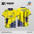 Jersey Badminton Kuning Cerah dengan Aksen Biru dan Motif Hexagon Atletik Code BA-50