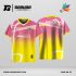Jersey Badminton Kombinasi Pink–Kuning dengan Gradasi Lembut dan Aksen Garis Putih Code BA-52