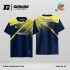 Jersey Badminton Kombinasi Biru Dongker–Kuning dengan Motif Garis Radial Modern Code BA-53
