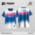 Jersey Badminton Kombinasi Putih–Biru dengan Aksen Pink dan Motif Garis Gradasi Modern Code BA-55