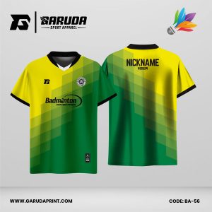 Jersey Badminton Kombinasi Kuning–Hijau dengan Motif Geometris Transparan Modern Code BA-56
