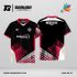 Jersey Badminton Kombinasi Hitam–Pink dengan Aksen Putih dan Motif Garis Digital Code BA-57