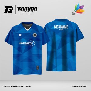 Jersey Badminton Warna Biru dengan Motif Pecahan Bidang Code BA-70