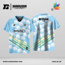 Jersey Badminton Warna Biru Langit dengan Motif Hexagon dan Garis Miring Code BA-80