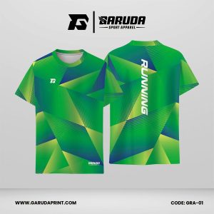 Jersey Lari Gradasi Hijau–Biru dengan Motif Geometris Modern Code GRA-01