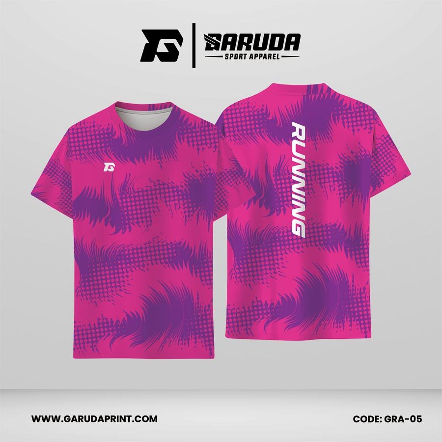 Jersey Lari Warna Pink–Ungu dengan Motif Abstract Wave Code GRA-05