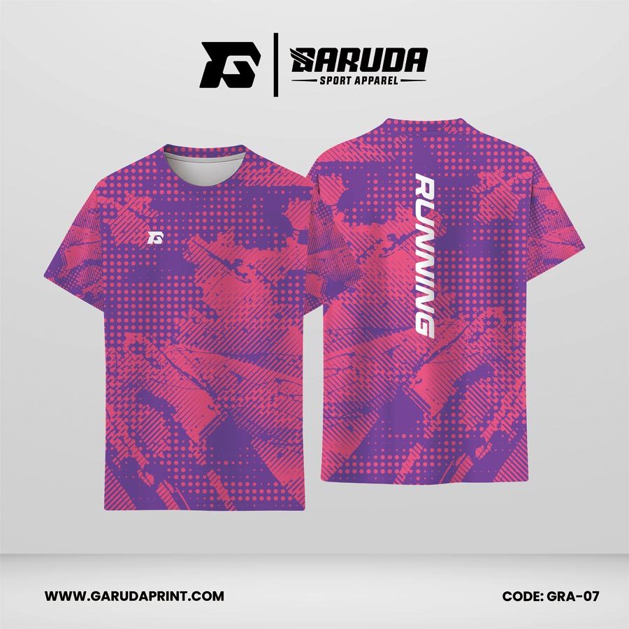 Jersey Lari Warna Pink–Ungu dengan Motif Dot Tekstur Modern Code GRA-07