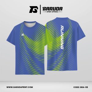 Jersey Lari Warna Biru–Hijau dengan Motif Garis Lengkung Code GRA-08