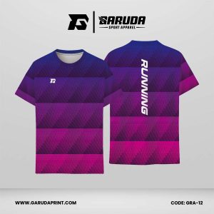 Jersey Lari Warna Biru Elektrik–Ungu–Magenta dengan Motif Panel Garis Horizontal dan Tekstur Serong Rapat Code GRA-12