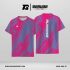 Jersey Lari Warna Pink Fuchsia–Biru Toska dengan Motif Deret Oval Miring dan Titik Mikro Code GRA-15